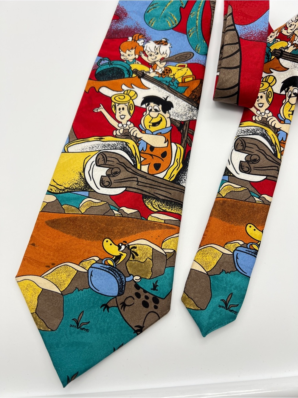 Vintage 100% Silk Flintstones Tie Hanna-Barbera Made in Italy